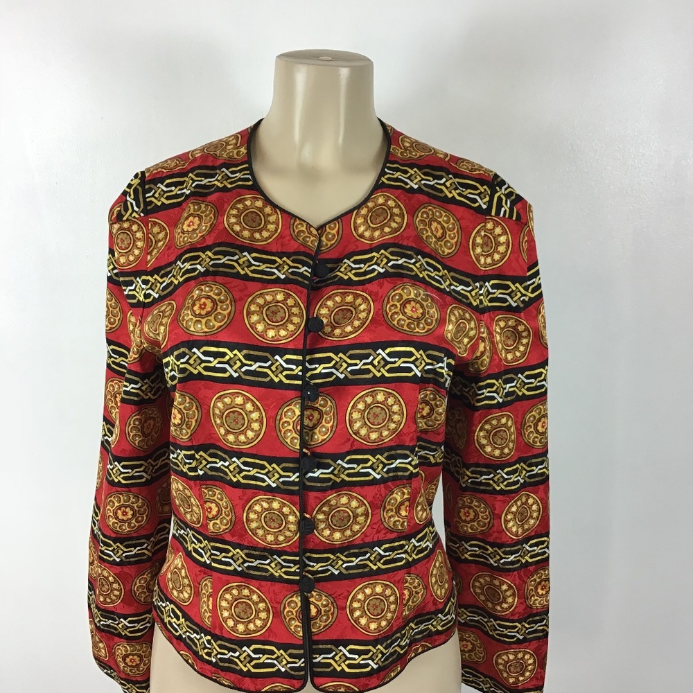 Maggy London Red Vintage Silk Blazer Sz 10